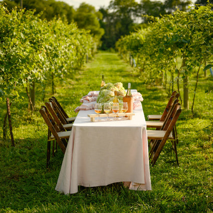 Table & Chair RentalsTable and chairs setup outside in a vineyard